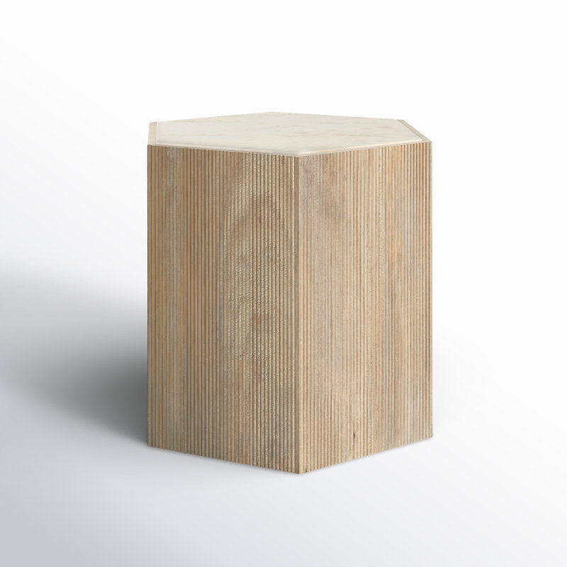 Tiney Marble End Table, 14" H x 20" W x 17" D