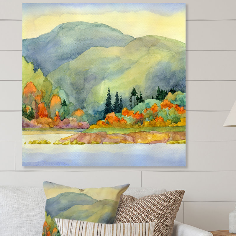 «Autumn Lake», peinture sur toile, H 36 po x l 36 po x P 1,5 po, Toile tendue