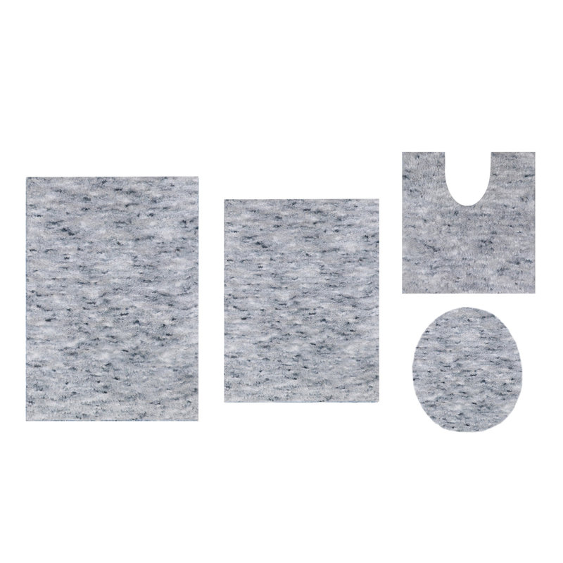 Royal 4-Piece Microfiber Bath Rug Set, Non-Slip Rubber Backing, Quick-Dry, Ultra-Absorbent, Soft Plush Bathroom Mats, Machine Washable Rugs for Shower, Tub, Sink, Toilet, and Bathroom Floors, Grey