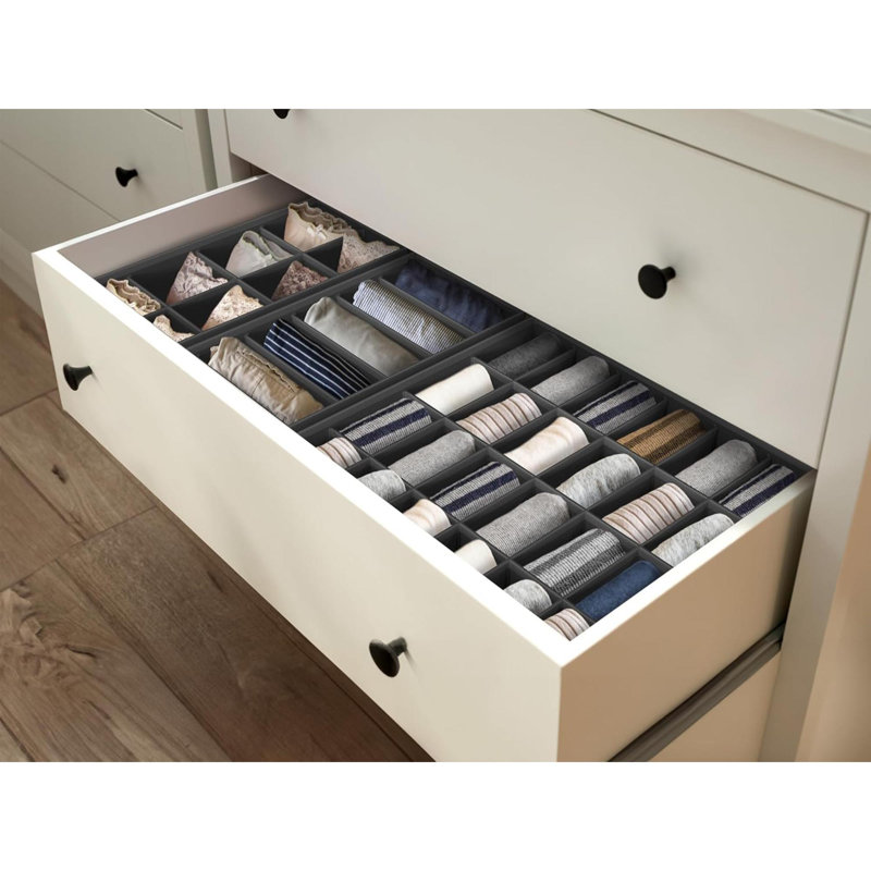 Ensemble de 4 séparateurs de sous-vêtements Closet, Gris foncé