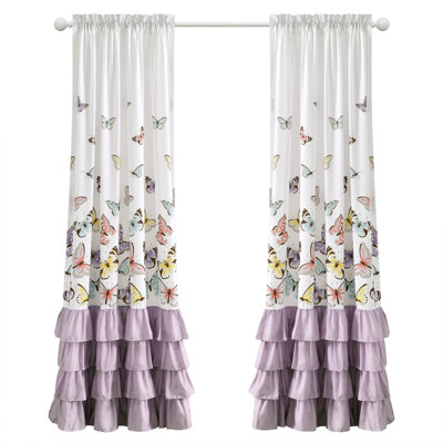 Flutter Butterfly Semi Sheer Curtain Pair