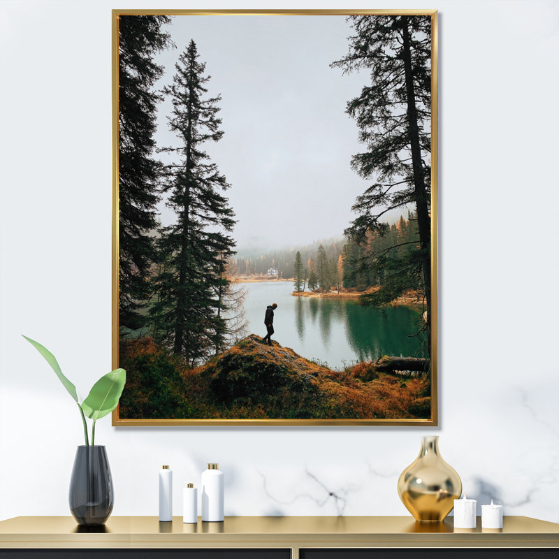 " Lake Trails Harmony ", 32" H x 24" W x 1" D, Gold Floater Framed