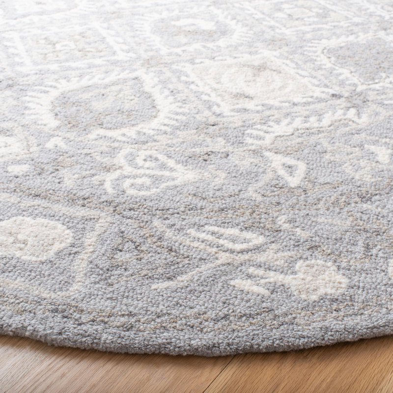Micro-Loop Hand Tufted Cotton With Latex Geometric Rug, Rectangle 4' x 6'