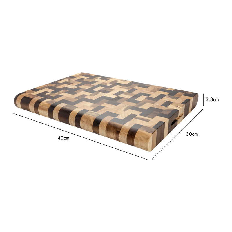 Rockingham Forge Multi-Wood Rectangular Curved Edge Chopping Board, 40cm L x 30cm W