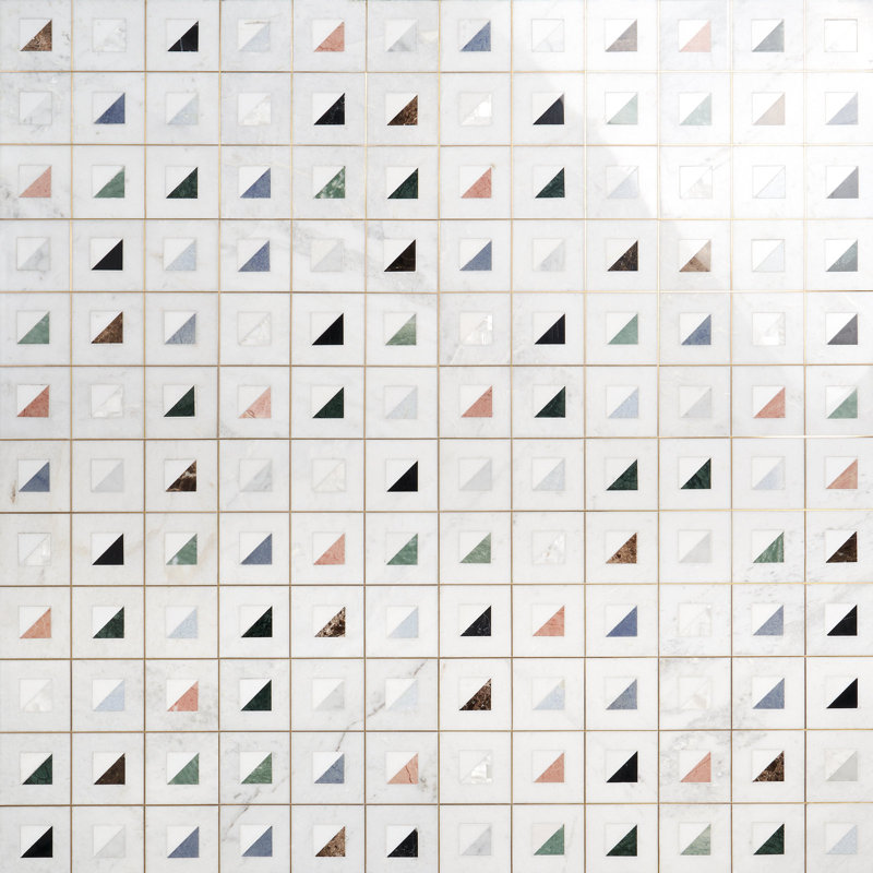 Freya Multicolor 12'' W X 12'' L Marble And Brass Mosaic Wall Tile (1 Sq. Ft. / Sheet)