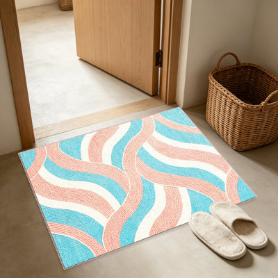 Coral Teal Wave Rug  area rugs for Living Room, Soft and Comfortable, Suitable for all seasons, easy to maintain, machine washable Indoor floor mat, Under Table Farmhouse suitable for Bedroom, Dining Room, Study, Patio, Balcony, Home Decor