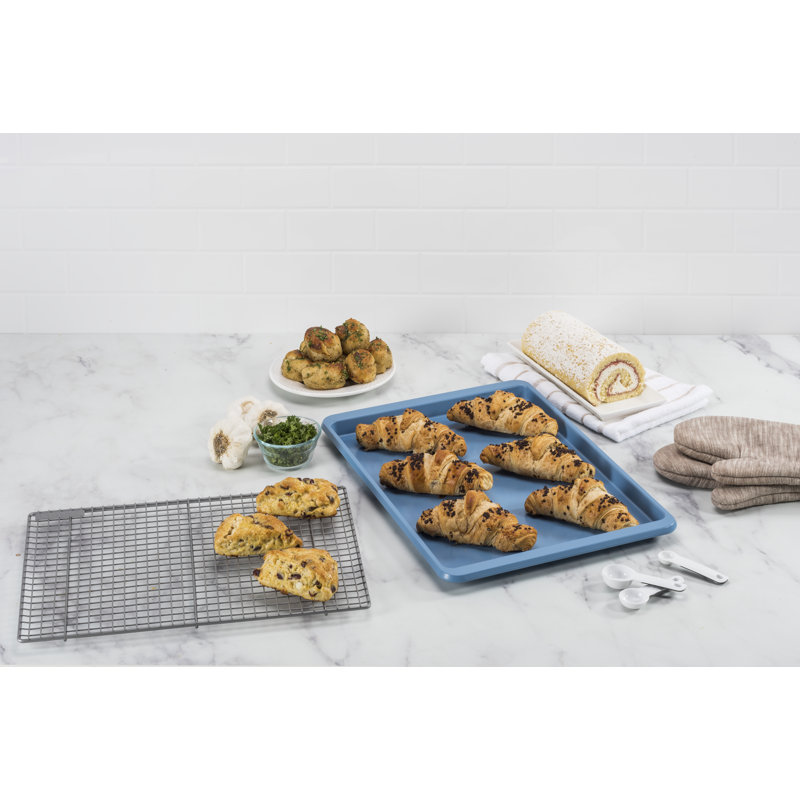 13X18in Nonstick Aluminized Steel Baking Sheet, Blue Velvet, Ink Blue