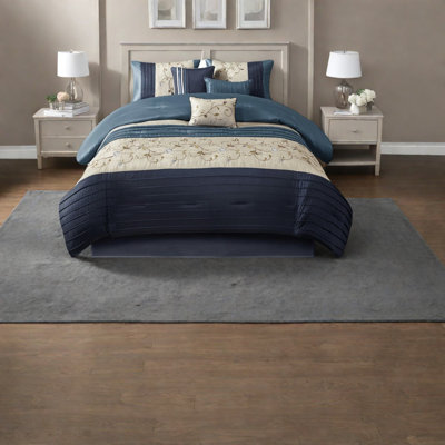 Elegant Navy Bedding Sets, Polyester Shine, Serene Style For Home
