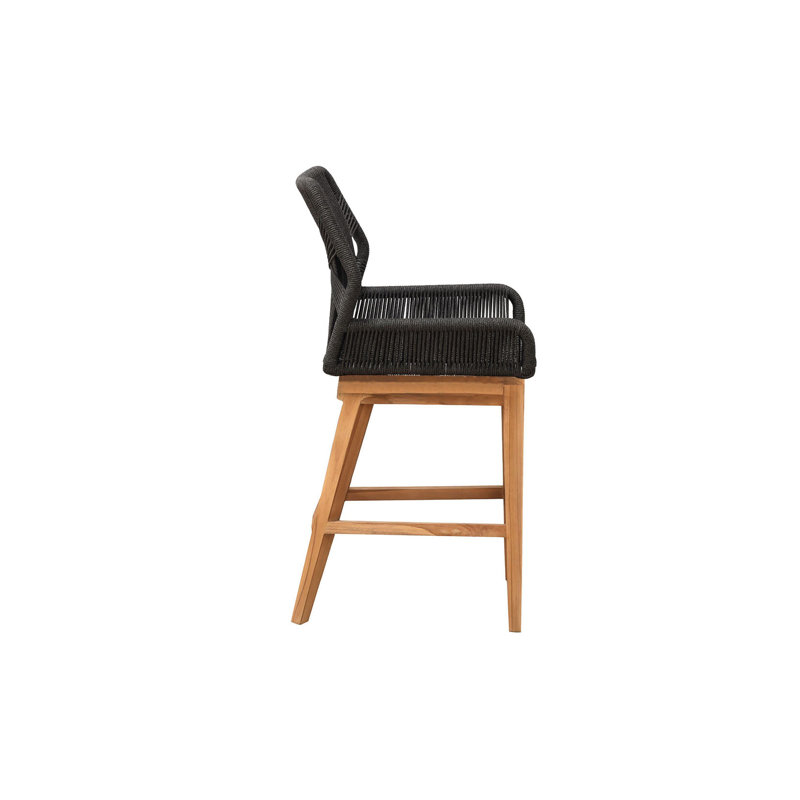 Beverly Outdoor Teak Bar Stool, Black