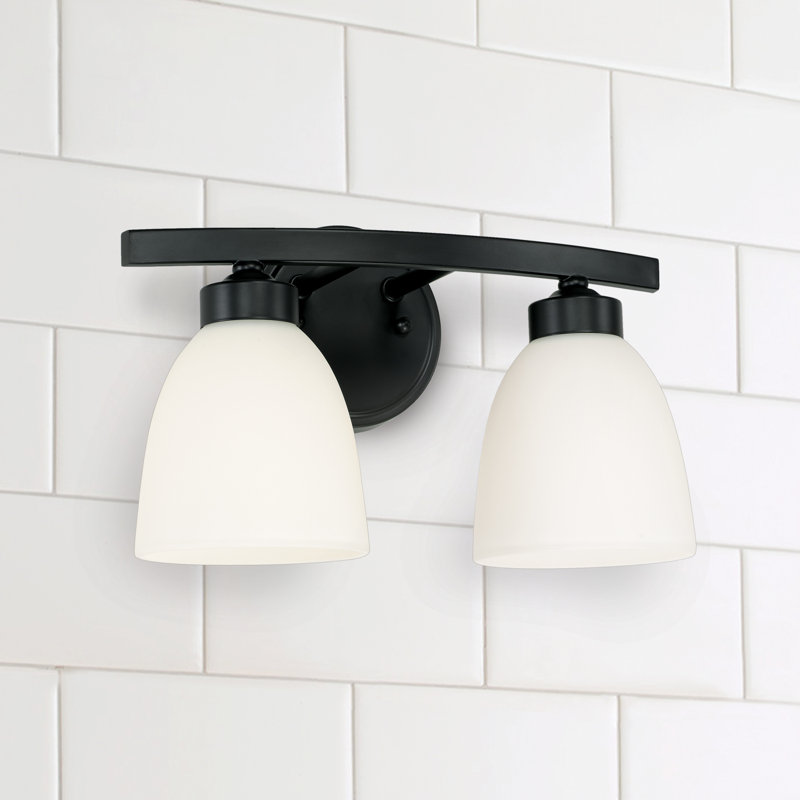 Éclairage pour meuble-lavabo noir mat à 2 lumières à intensité variable Anstus