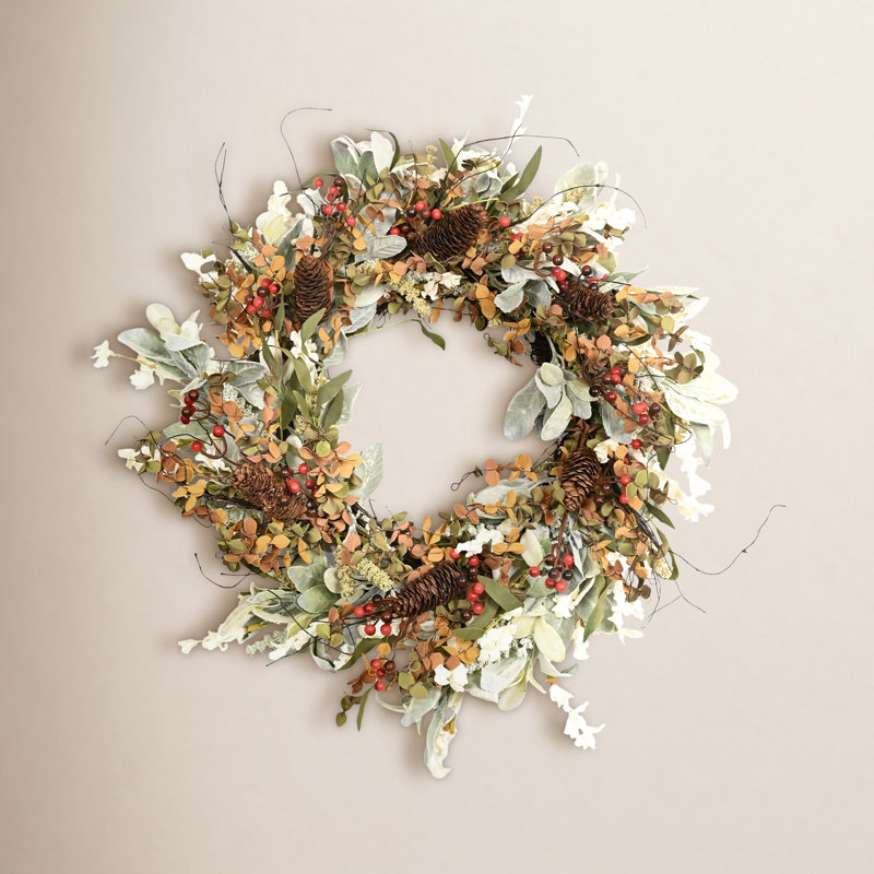 24 po Mini couronne d'agneau artificielle automne-hiver pour agneaux d'eucalyptus 24 po
