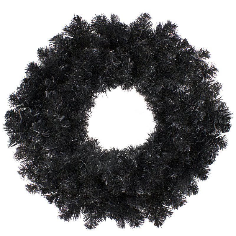 Couronne de Noël artificielle non éclairée, H 4 po x l 24 po x P 24 po, Noir