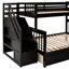 Lit superposé en L au-dessus de double avec 3 tiroirs, bureau portable et garde-robe dans l'espace et mobilier polyvalent pour les familles-181547177