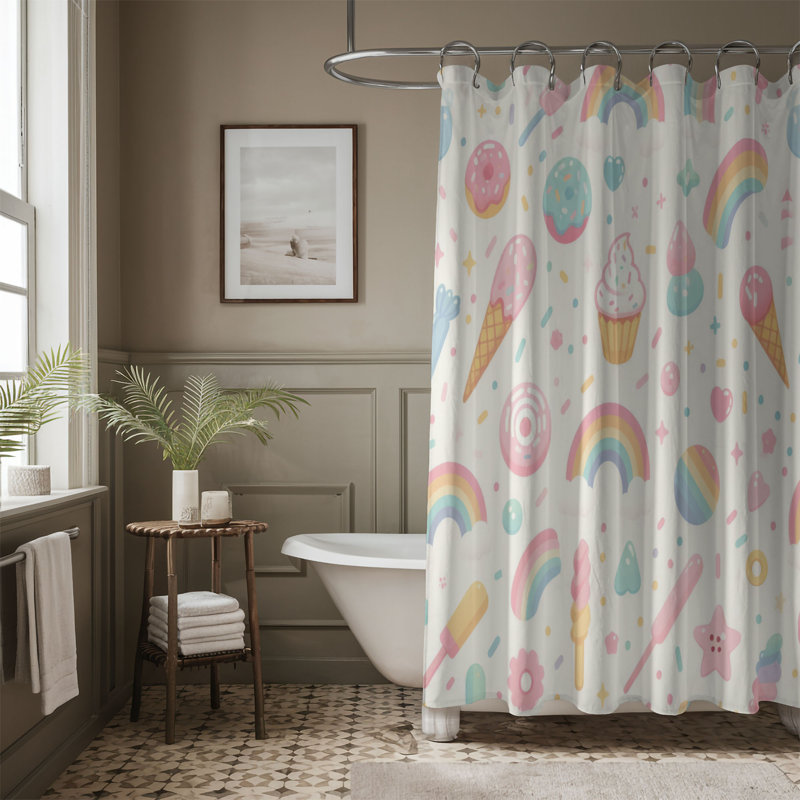 Rideau de douche 1 pièce Sprinkle Magic, H 74 po x l 71 po