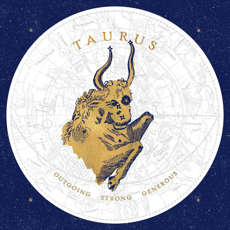 " Gilded Zodiac Taurus ", 36" H x 36" W x 1.25" D