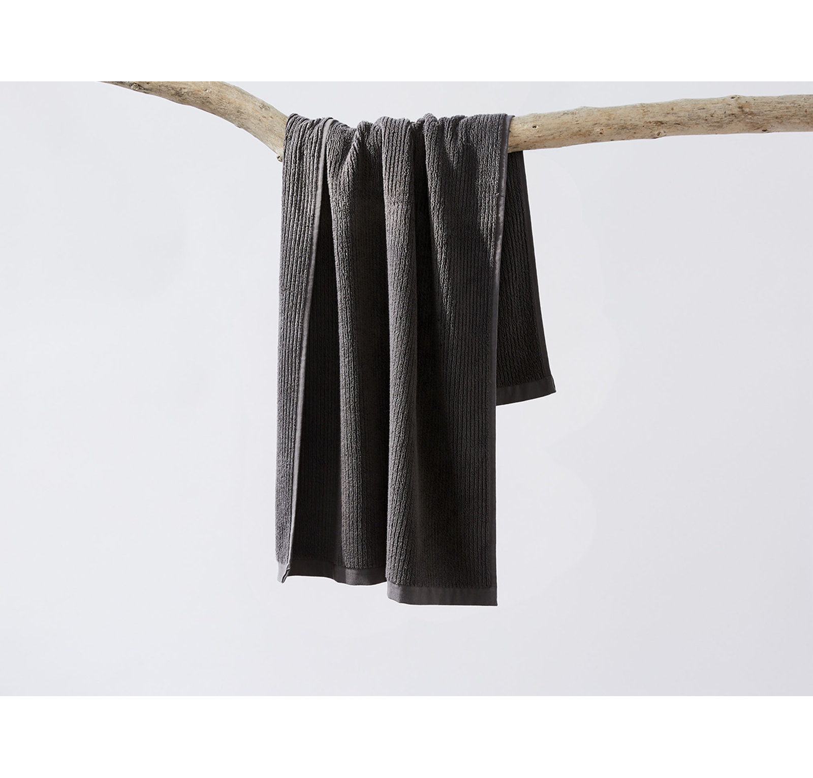 Temescal Organic 100% Cotton Plush Ribbed, Bath Towel, Shadow