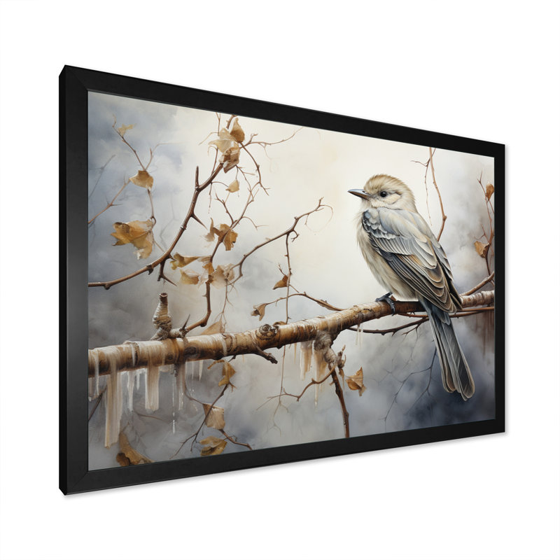 " Bird Silent Watcher IV ", 12" H x 20" W x 1" D, Black Picture Framed