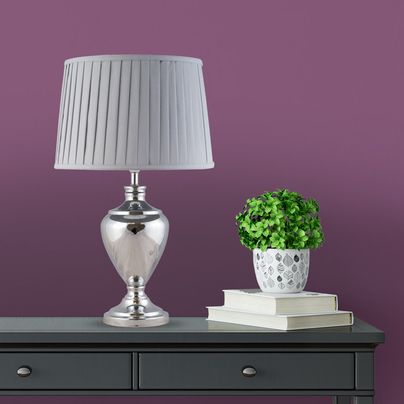 Haylee Metal Table Lamp, Grey, Polished Chrome