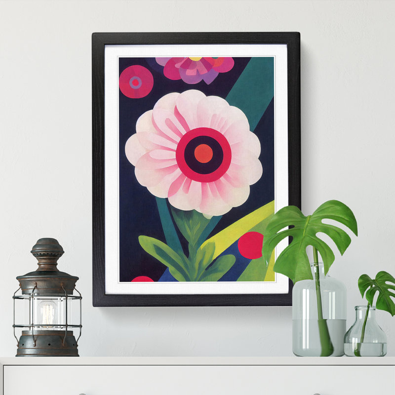 FRM-V0523-360X Carnation Flower Abstract - Single Picture Frame Print, 34cm H x 25cm W x 2cm D, Oak Framed