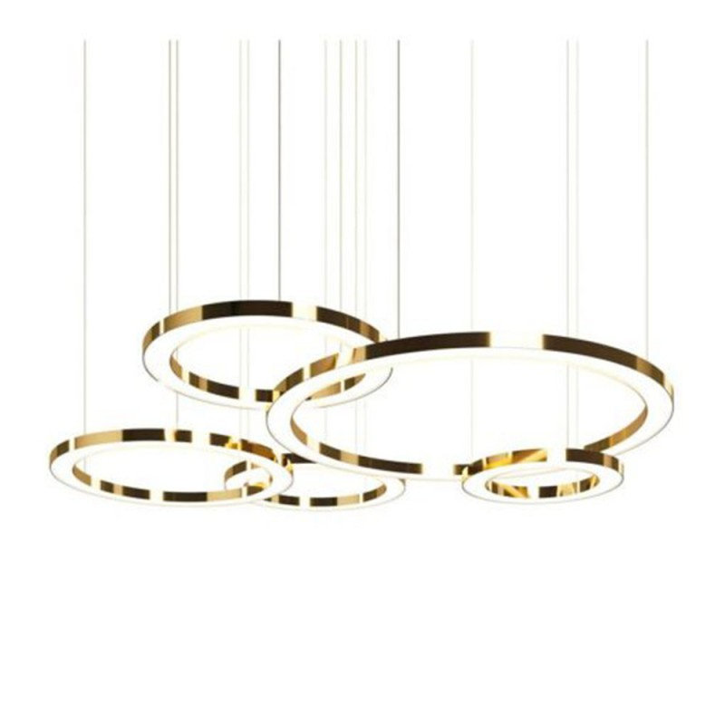 Lustre à suspension circulaire Alan Mizrahi Mahlu, H 30 po x l 30 po x P 60 po, Blanc laiteux, Chrome poli