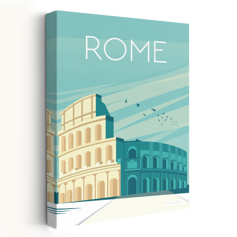 Rome - Rome Adventure Publicité Art turquoise, H 36 po x l 24 po