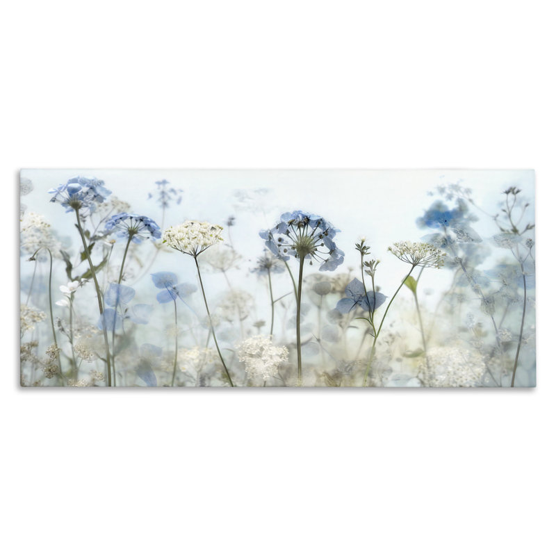 "Blue Wildflower Blooms", art mural par Irene Weisz, H 17 po x l 40 po