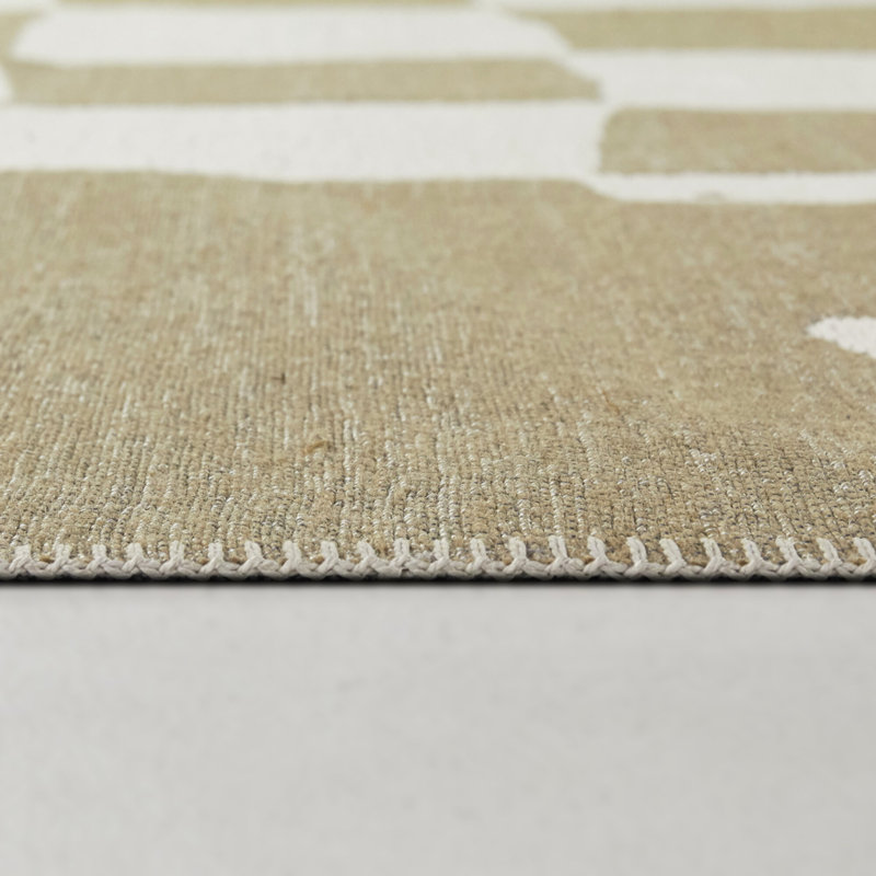 Craton Rectangle Craton Area Rug in Tan/White, Rectangle 5'3" x 7'