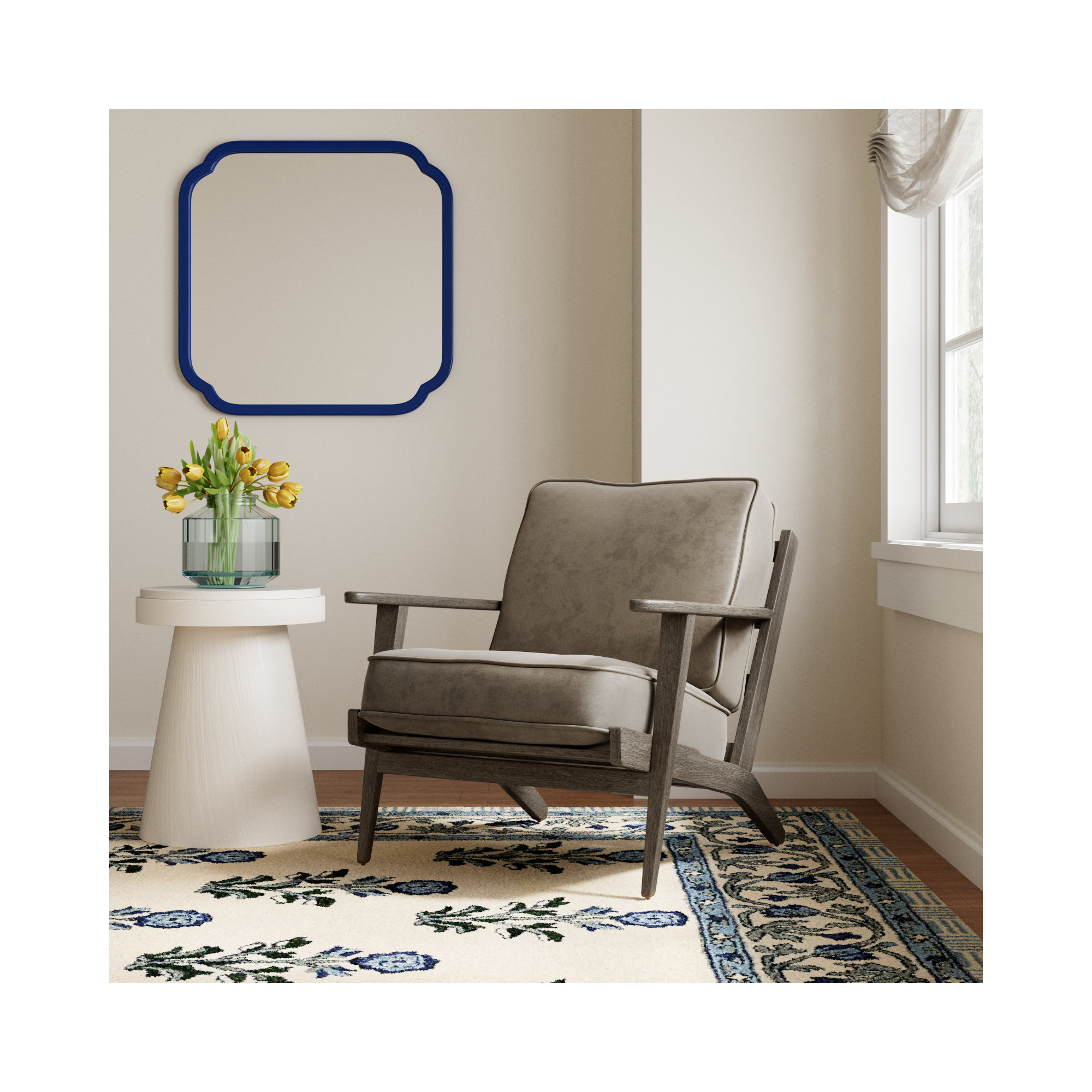 Roxy Upholstered Armchair, Light Olive Velvet