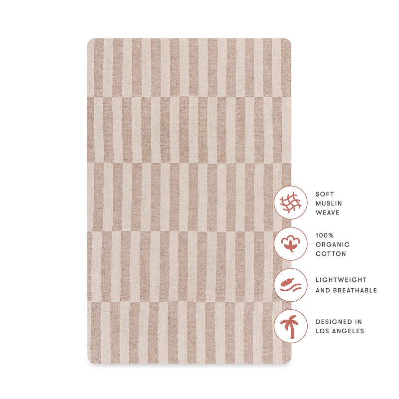 Organic Cotton Cocoa Stripe Muslin Bassinet Sheet