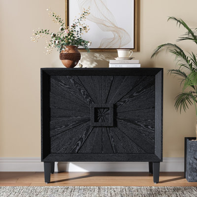Buffet Mid-Century Modula Credenza, petite armoire de rangement de 31,5 po avec portes Sunburst symétriques, armoire d'appoint à 2 portes avec tablettes réglables pour la salle à manger, le vestibule et le couloir