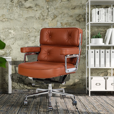 Jonathyn Genuine Leather Executive Office Chair with Aluminum Frame