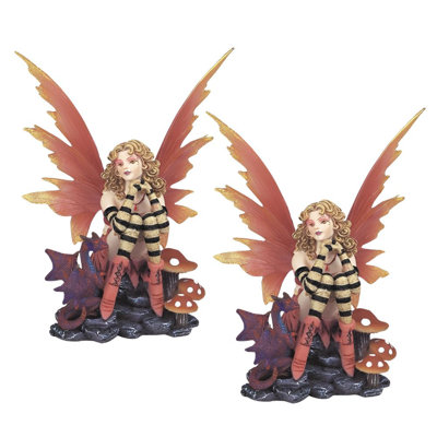"2-PC Set" ICE ARMOR 6"H Peach Fairy with Dragon Baby Figurine Figurine Statue Ornament Home/Room Decor and Perfect Gift Ideas for House Warming, Holidays and Birthdays Great Collectible Addition