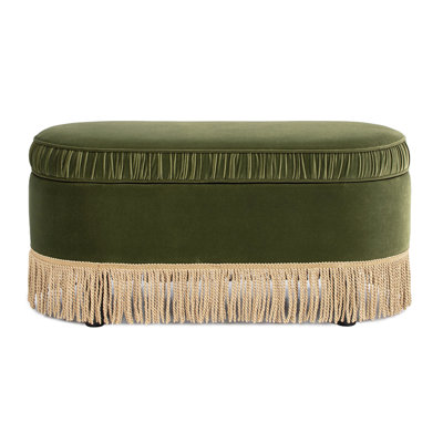 Serena 38" Oval Storage Bench Ottoman, Olive Green Performance Velvet by Mercer41