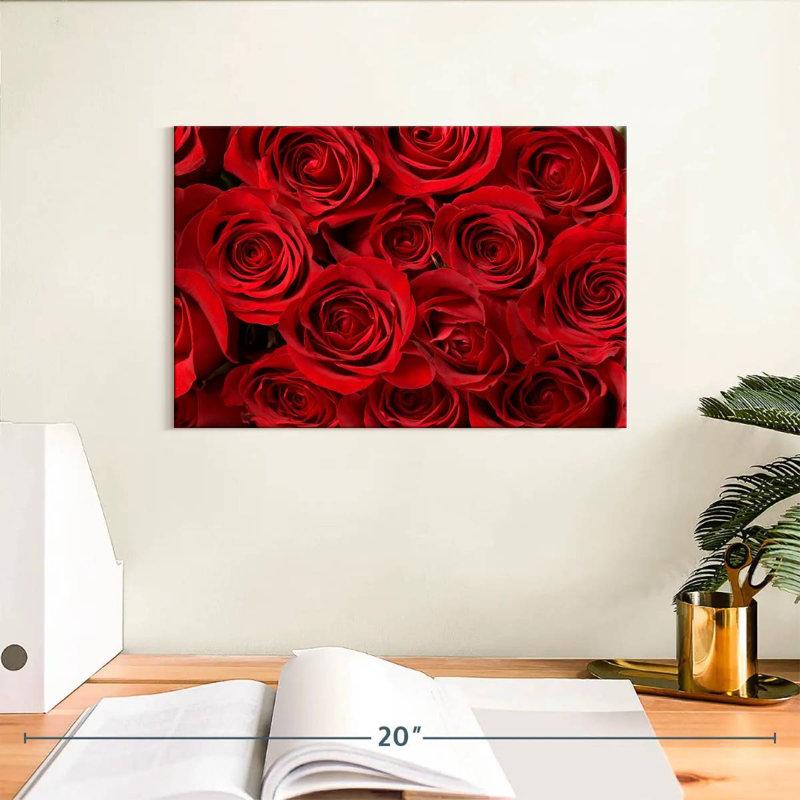 Bouquet de roses rouges, H 8 po x l 12 po