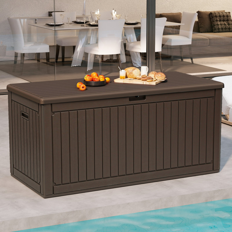 Balconera 260 Gallons Water Resistant Resin Lockable Deck Box, Brown