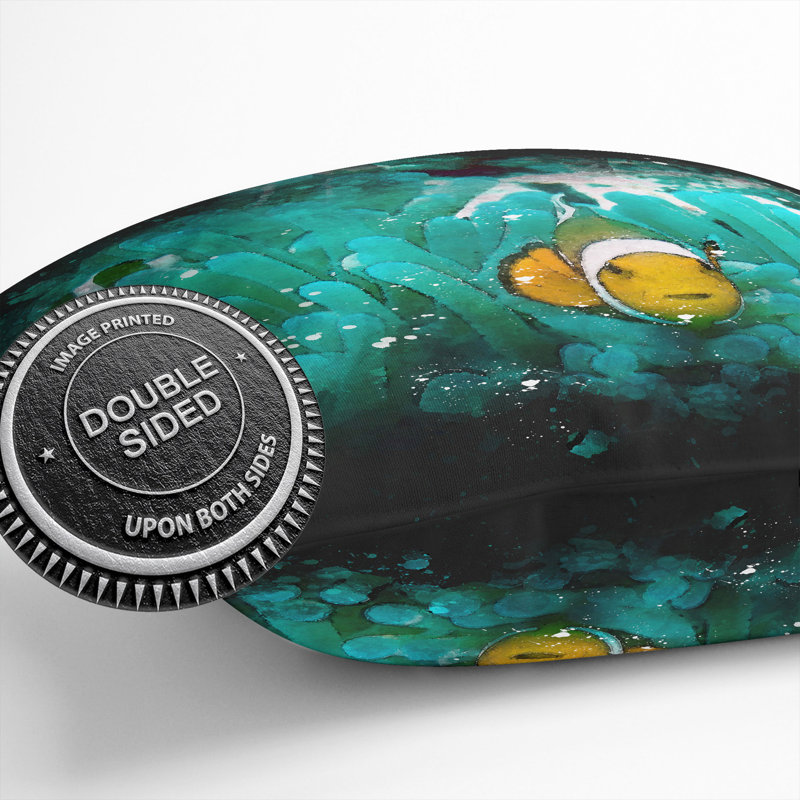 Clownfish and Sea Anemone Abstract Cushion with Filling, 55cm H x 55cm W x 20cm D
