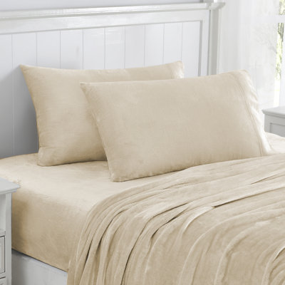 Ultra Soft Microplush Solid Fleece Sheet Set - Full, Beige