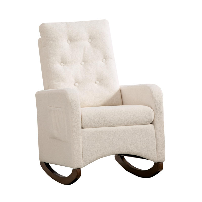 Chaise berçante en tissu Teddy, White