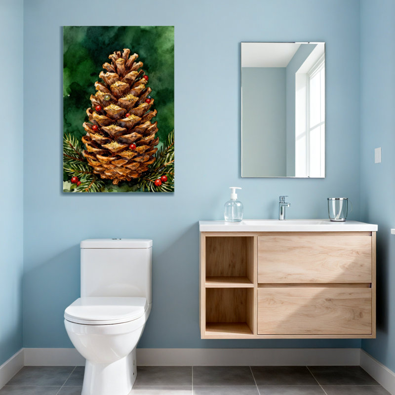 Pomme de pin de Noël avec baies et verdure, H 40 po x l 28 po