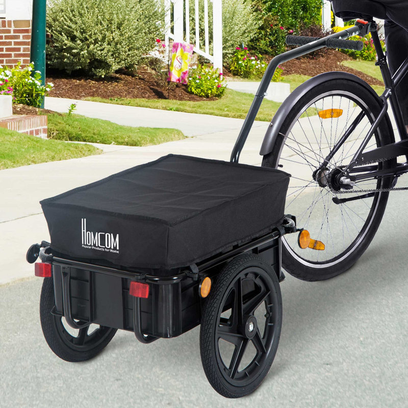Remorque de cargaison de vélo Aosom avec boîte amovible et couvercle imperméable, remorque de chariot de vélo avec deux roues de 16 po