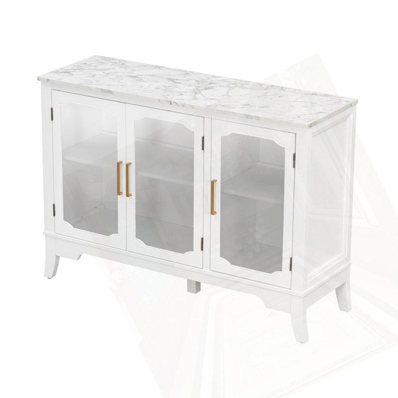 3 Doors Storage Cabinet, White