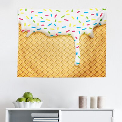 Ambesonne Food Tapestry, Cartoon Like Image Of And Melting Ice Cream Cones Colored Sprinkles Print, Fabric Wall Hanging Decor For Bedroom Living Room -  East Urban Home, A50B341A098145E99A8325362B2F487A