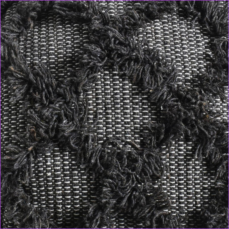 Pouf, laine fabriquée à la main Coton noyer brun 16 x 16 x 16 pouces entièrement assemblé | Laine | Coton