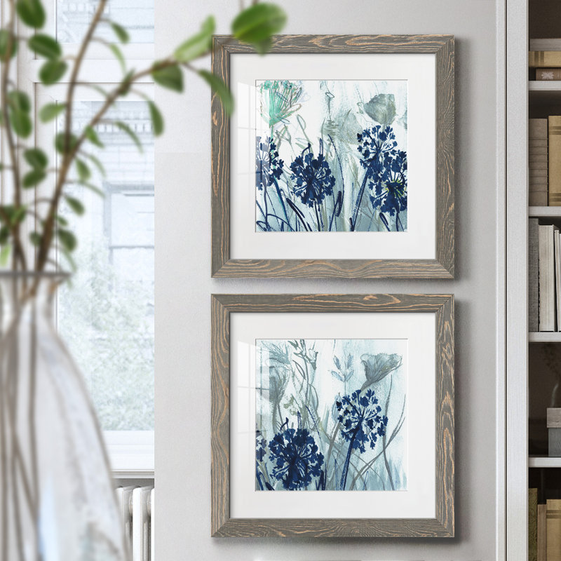 Indigo Field I - 2 Piece Print, Grey Framed, 20" H x 20" W x 1" D