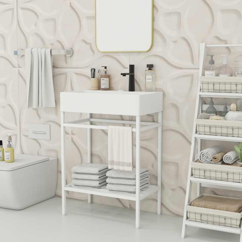 Meuble-lavabo 24 po avec lavabo, Blanc, Blanc