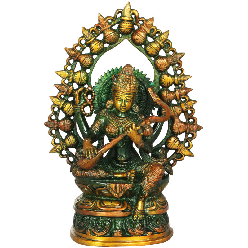 Déesse Saraswati avec Prabhavali en Kalash