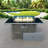 Propane Gas Fire Pit Table With Glass Wind Guard And An Open Basket-wave Patterned Wicker-1185814592