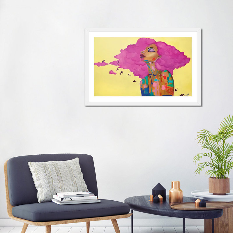 «Pink» par Pinklomein - impression d'art graphique, H 24 po x l 32 po x P 1 po, Papier encadré blanc, Blanc