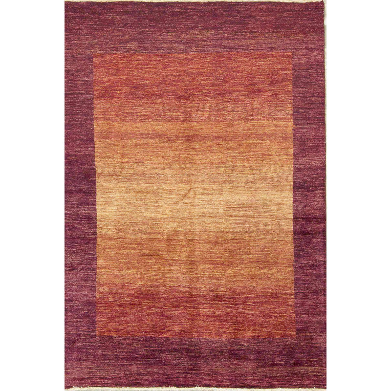 Tapis rouge et orange noué à la main de haute qualité Gabbeh