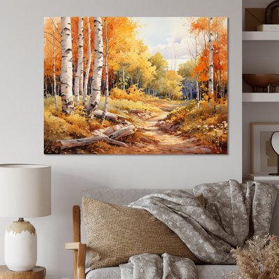 Birch Woods Gilded Pathway II - Imprimé